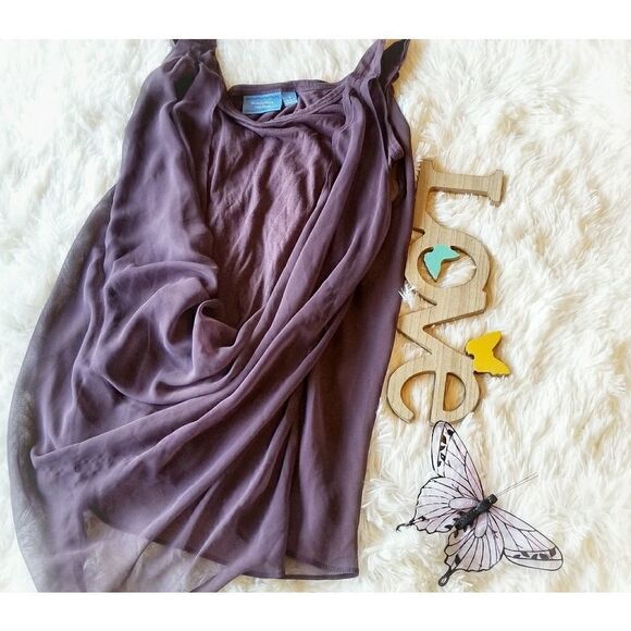 Simple Vera small eggplant front draped tank top - Picture 2 of 6